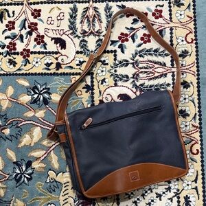 Elegant Navy and Brown Women's Laptop Bag